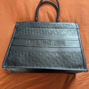 Christian Dior Black Embossed Tote Bag